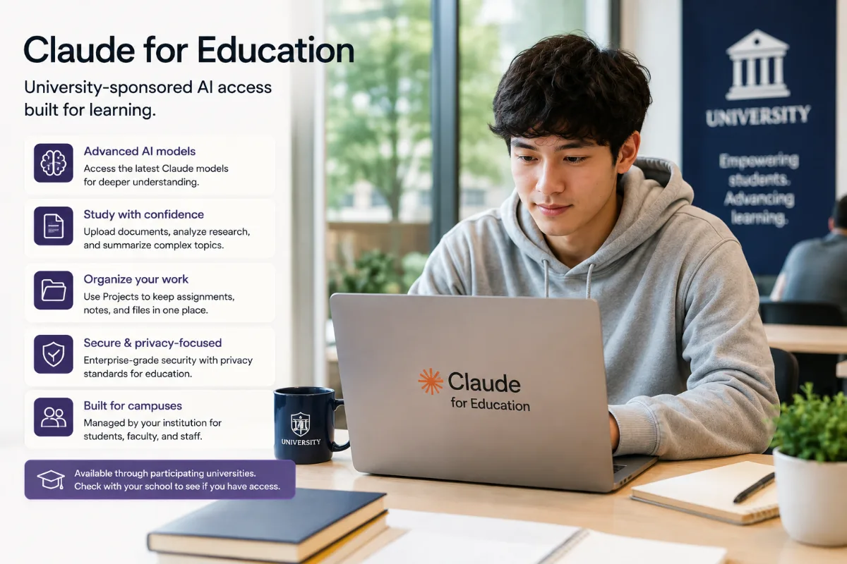 Student using Claude for Education through a participating university