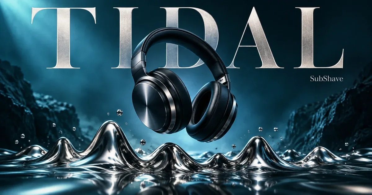 TIDAL: black headphones floating above a silver sound wave.
