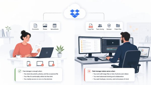 Dropbox cloud storage and file-sharing illustration.